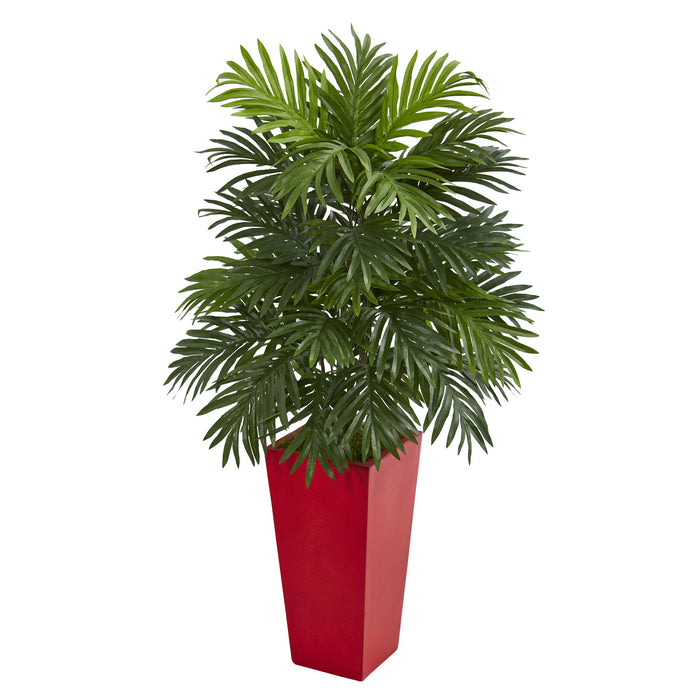 HYGGE CAVE | ARECA PALM ARTIFICIAL PLANT IN RED PLANTER