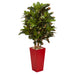 HYGGE CAVE | 4’ CROTON ARTIFICIAL PLANT IN RED PLANTER