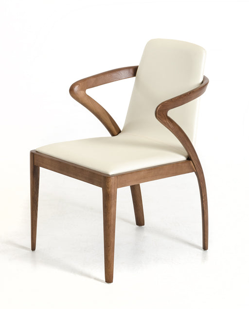 HYGGE CAVE | WALNUT WOOD AND CREAM FAUX DINING CHAIR 