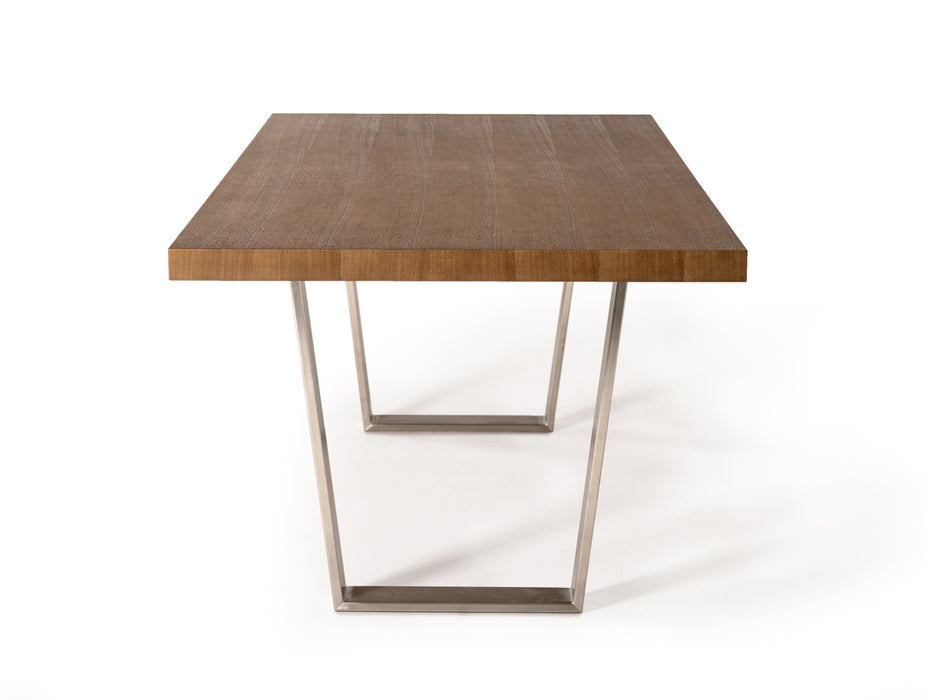 HYGGE CAVE | WALNUT WOOD AND STAINLESS STEEL DINING TABLE 