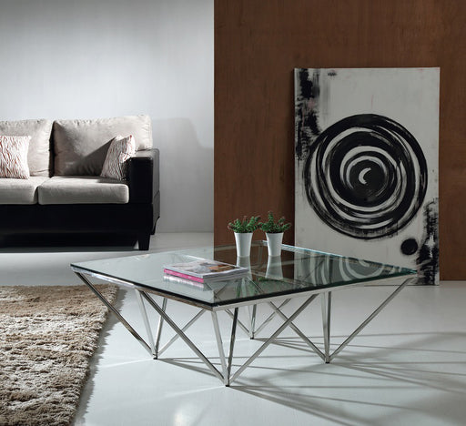HYGGE CAVE | GLASS AND STAINLESS COFFEE TABLE