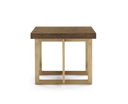 HYGGE CAVE | MODERN ELM & ANTIQUE BRASS END TABLE
