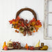 26” FALL HARVEST ARTIFICIAL AUTUMN WREATH WITH TWIG BASE AND BUNNY - HYGGE CAVE