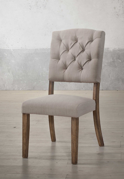 HYGGE CAVE | CREAM LINEN AND WEATHERED OAK SIDE CHAIR (2PC)