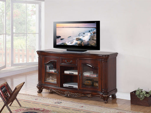 HYGGE CAVE | BROWN CHERRY WOOD GLASS TV STAND