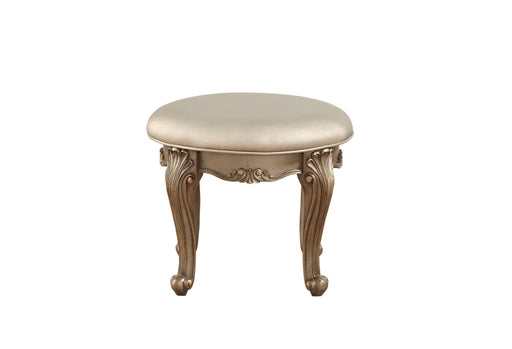 HYGGE CAVE | CHAMPAGNE FAUX LEATHER VANITY STOOL