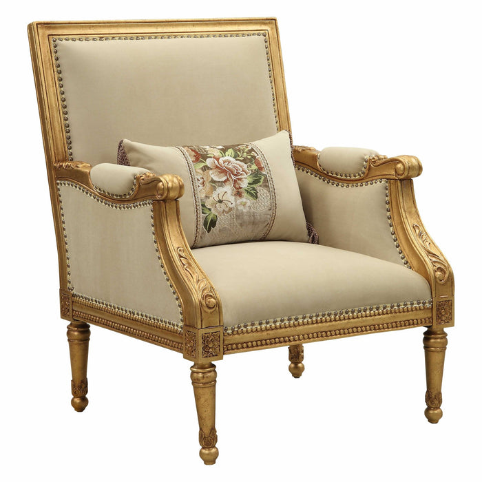 HYGGE CAVE | FABRIC ANTIQUE GOLD ACCENT CHAIR