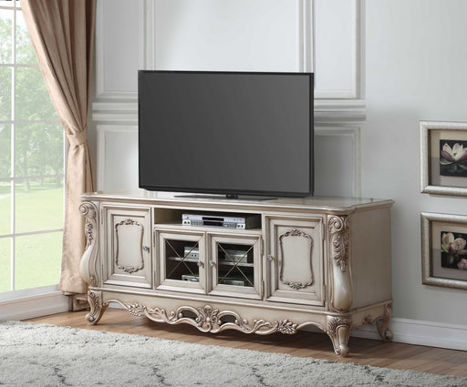 HYGGE CAVE | ANTIQUE WHITE WOOD TV STAND
