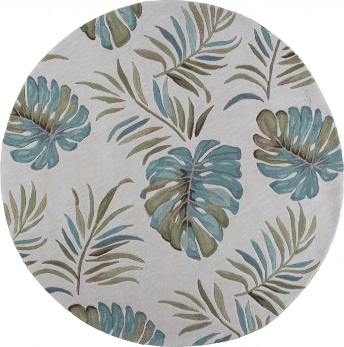 HYGGE CAVE | ROUND TROPICAL LEAVES AREA RUG