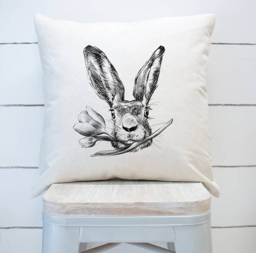 rabbit with tulip pillow cover