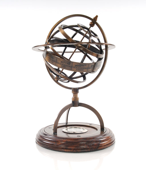 HYGGE CAVE | BRASS ARMILLARY WITH COMPASS 