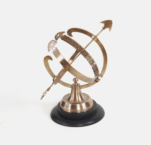 HYGGE CAVE | BRASS ARMILLARY ON WOODEN BASE