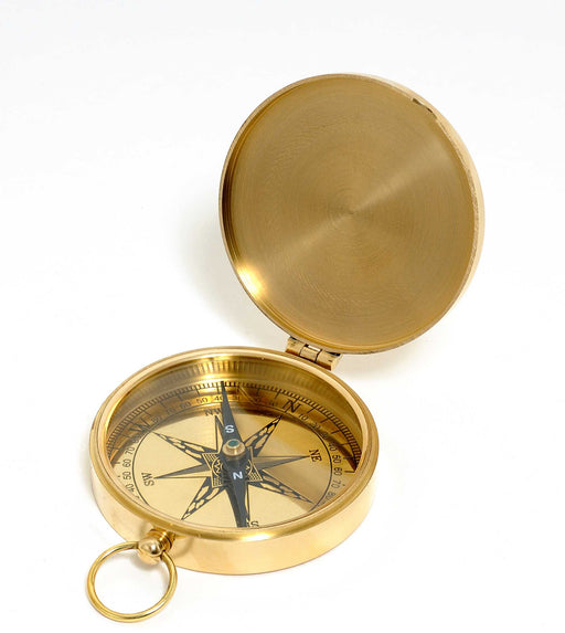 HYGGE CAVE | SHINY BRASS MARINE COMPASS WITH LID