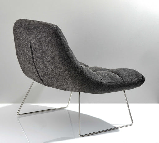 HYGGE CAVE | GREY SOFT FABRIC AND BRUSHED STEEL CHAIR