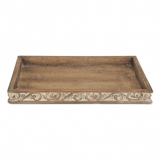 HYGGE CAVE | WOOD TRAY WITH SIDE CARVINGS 