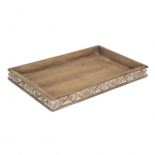 HYGGE CAVE | WOOD TRAY WITH SIDE CARVINGS 