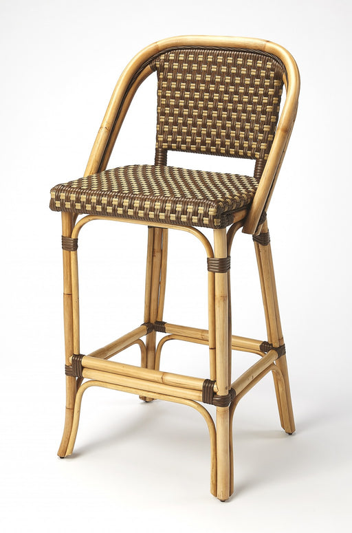 HYGGE CAVE | BROWN AND BEIGE RATTAN BAR STOOL