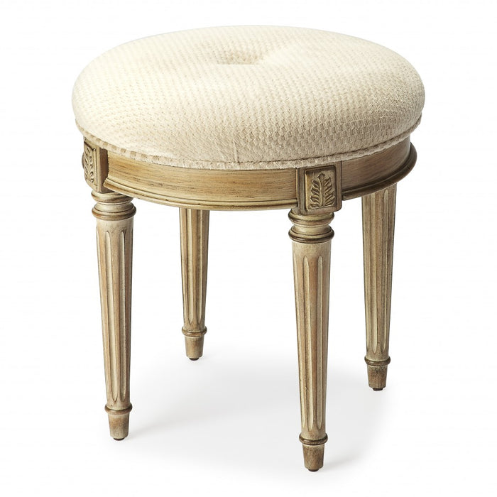 HYGGE CAVE | CLASSIC DRIFTWOOD IVORY VANITY STOOL