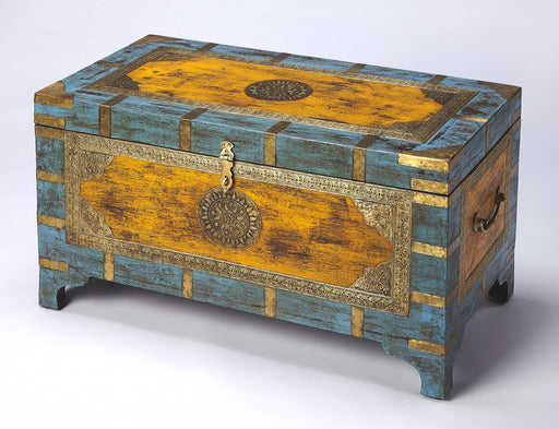 HYGGE CAVE | HAND PAINTED BRASS INLAY STORAGE TRUNK