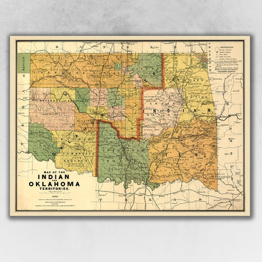 HYGGE CAVE | MAP OF INDIAN AND OKLAHOMA TERRITORIES
