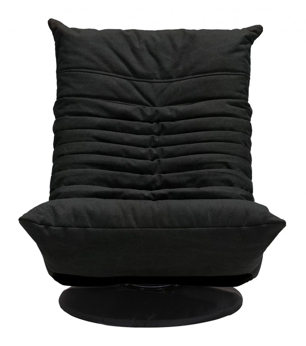 HYGGE CAVE | RELAXED LOW PROFILE BLACK SWIVEL CHAIR