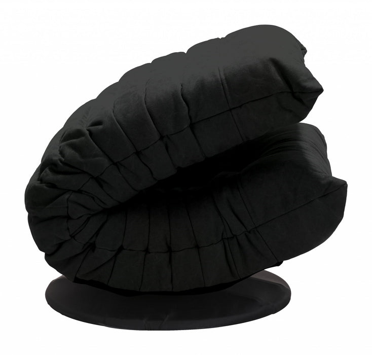 HYGGE CAVE | RELAXED LOW PROFILE BLACK SWIVEL CHAIR