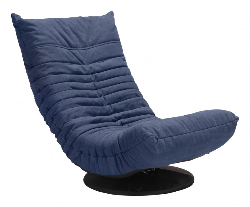 HYGGE CAVE | RELAXED LOW PROFILE COBALT BLUE SWIVEL CHAIR