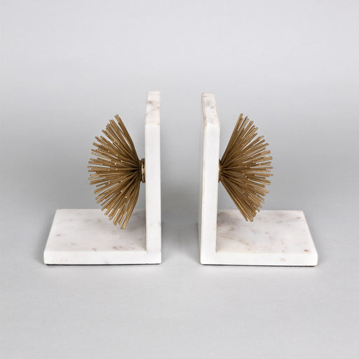 HYGGE CAVE | MARBLE AND GOLD IRON BURST BOOKENDS
