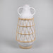 HYGGE CAVE | WHITE STONE AND RATTAN DETAIL LONG VASE