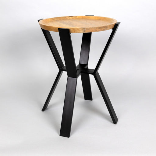 HYGGE CAVE | BLACK METAL AND WOOD GEOMETRIC END TABLE