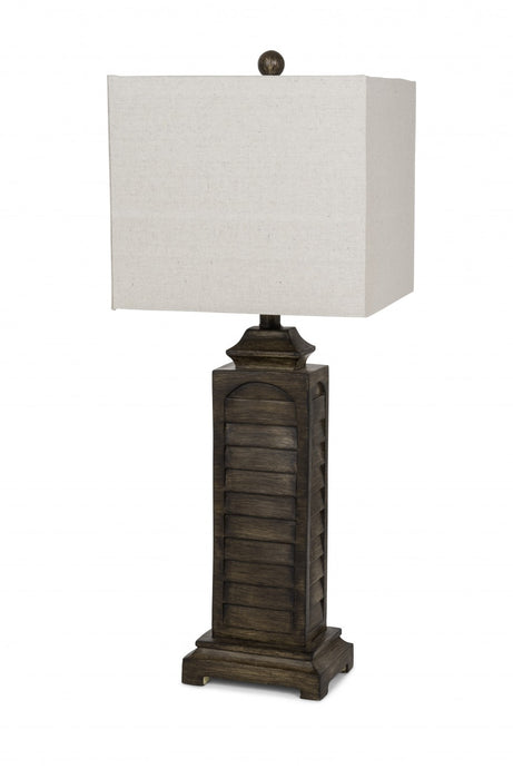 HYGGE CAVE | BROWN SLATTED TABLE LAMPS WITH SQUARE SHADE (SET OF 2)