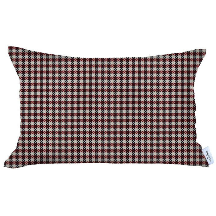 HYGGE CAVE | RED HOUNDSTOOTH LUMBAR THROW PILLOW