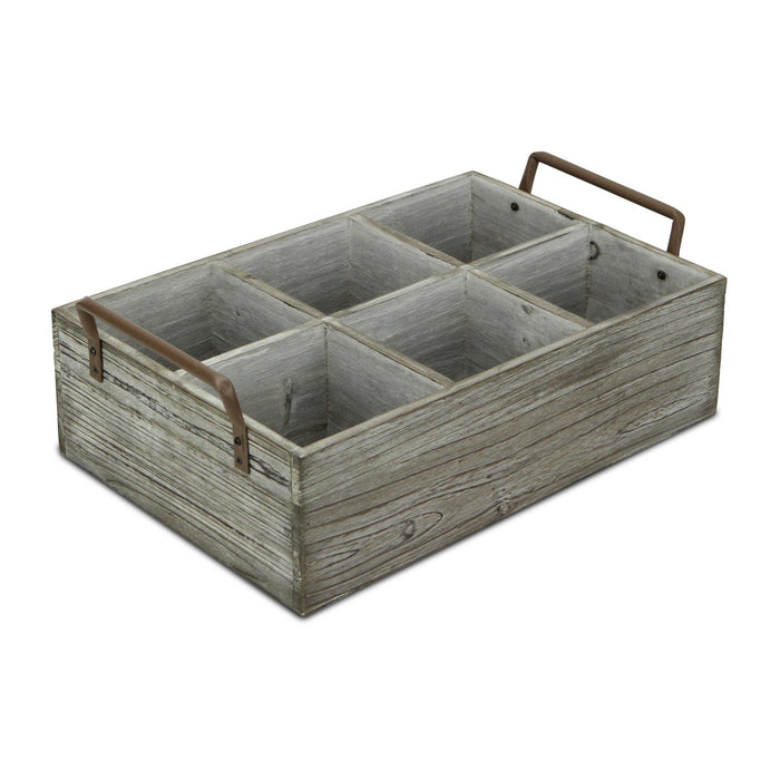 HYGGE CAVE | RUSTIC GRAYWASH SIX SLOT WOODEN CADDY