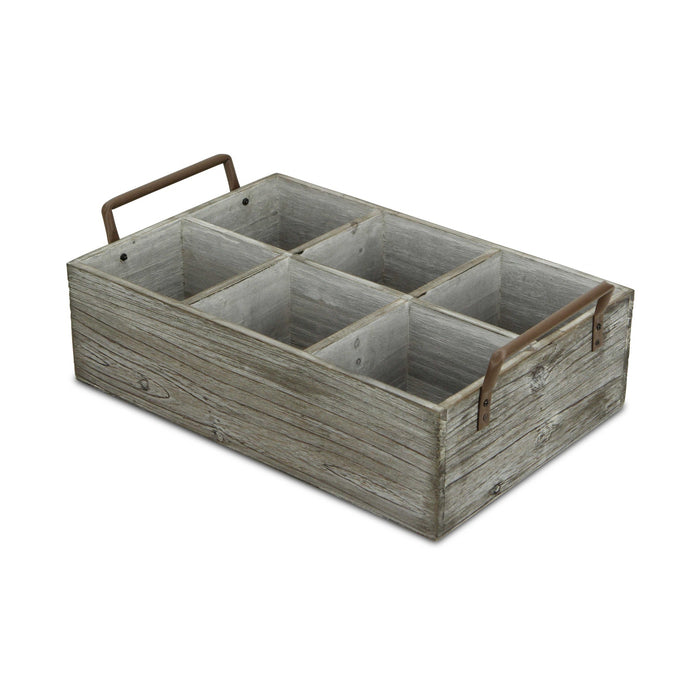 HYGGE CAVE | RUSTIC GRAYWASH SIX SLOT WOODEN CADDY