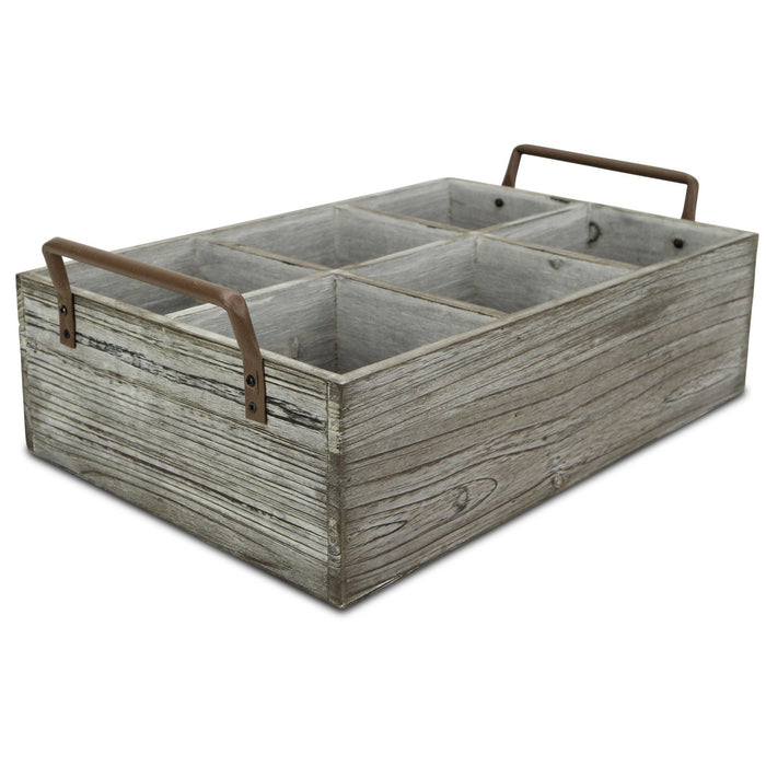 HYGGE CAVE | RUSTIC GRAYWASH SIX SLOT WOODEN CADDY