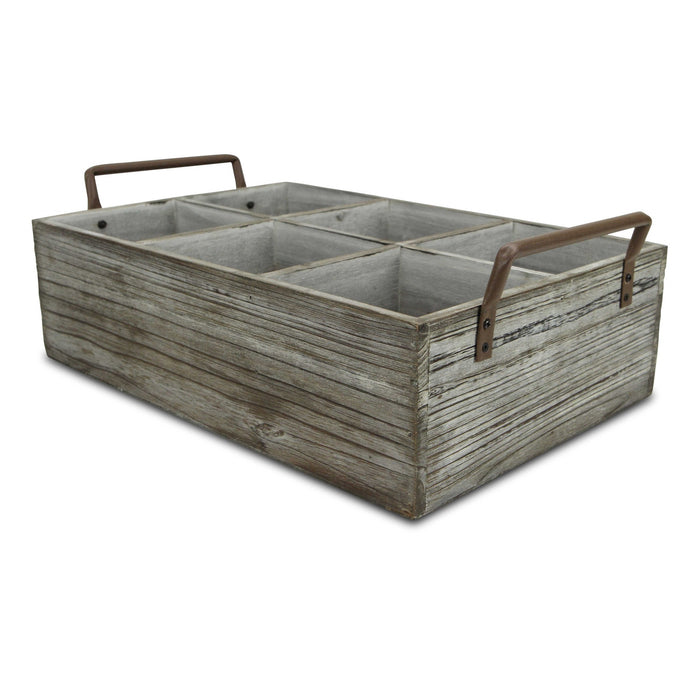HYGGE CAVE | RUSTIC GRAYWASH SIX SLOT WOODEN CADDY