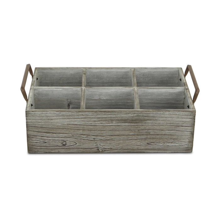 HYGGE CAVE | RUSTIC GRAYWASH SIX SLOT WOODEN CADDY