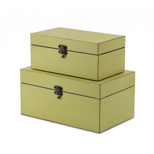 HYGGE CAVE | LIGHT GREEN WOODEN STORAGE BOXES (SET OF 2)