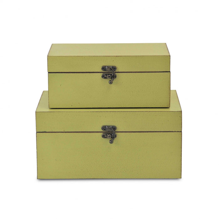 HYGGE CAVE | LIGHT GREEN WOODEN STORAGE BOXES (SET OF 2)