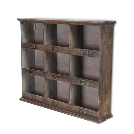 HYGGE CAVE | RUSTIC NINE SLOT WOODEN OPEN WALL CABINET