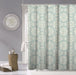 HYGGE CAVE | TEAL AND CREAM MEDALLION LATTICE SHOWER CURTAIN