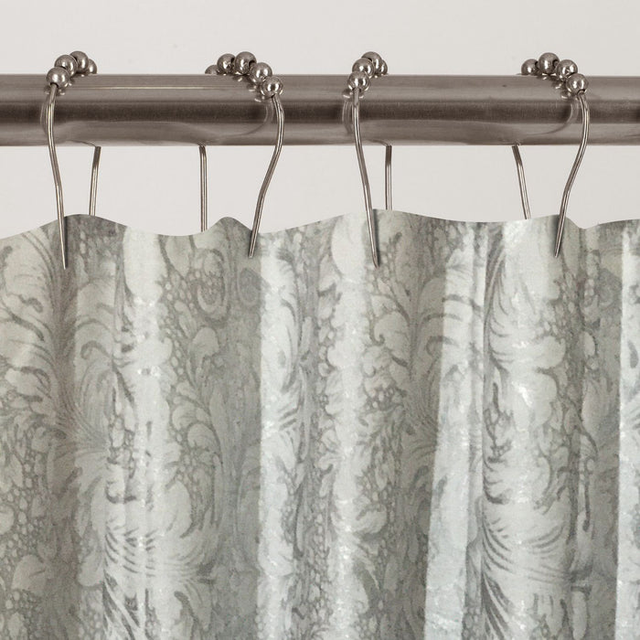 HYGGE CAVE | SILVER BAROQUE PATTERN SHOWER CURTAIN