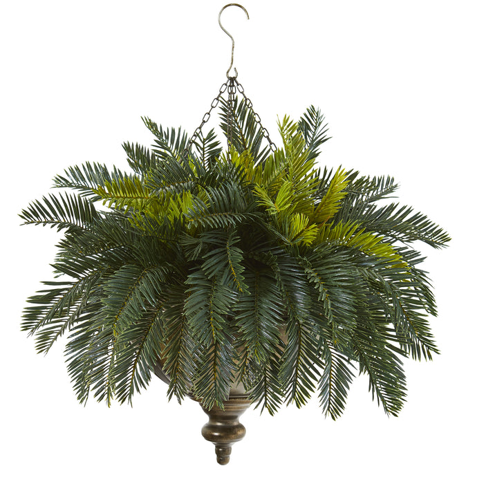 CYCAS ARTIFICIAL PLANT IN METAL HANGING BOWL - HYGGE CAVE