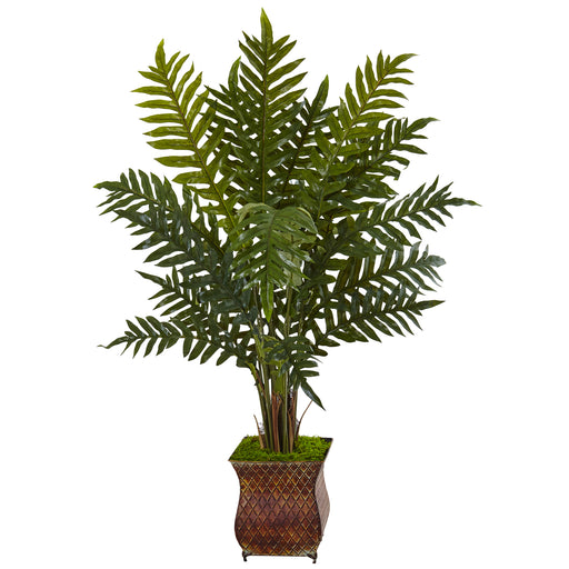 HYGGE CAVE | 4’ EVERGREEN PLANT IN METAL PLANTER