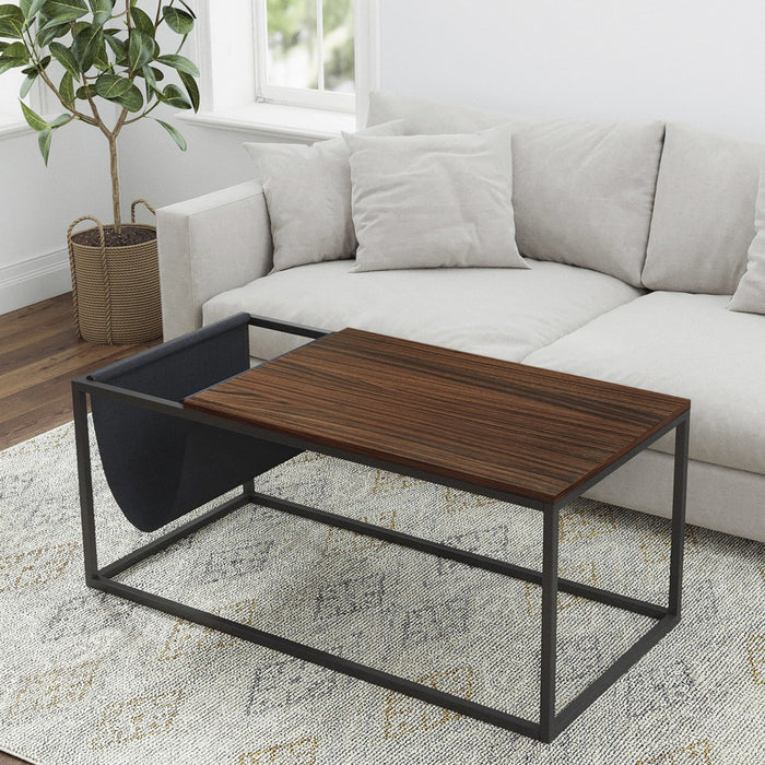 HYGGE CAVE | MODERN BLACK AND WALNUT SOFA TABLE