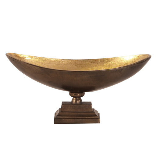 HYGGE CAVE | RUSTIC BRONZE OBLONG FOOTED CENTERPIECE BOWL