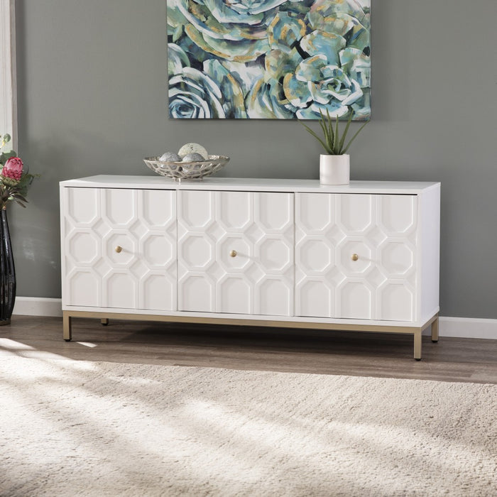 HYGGE CAVE | WHITE AND GOLD MOROCCAN ACCENT CABINET 