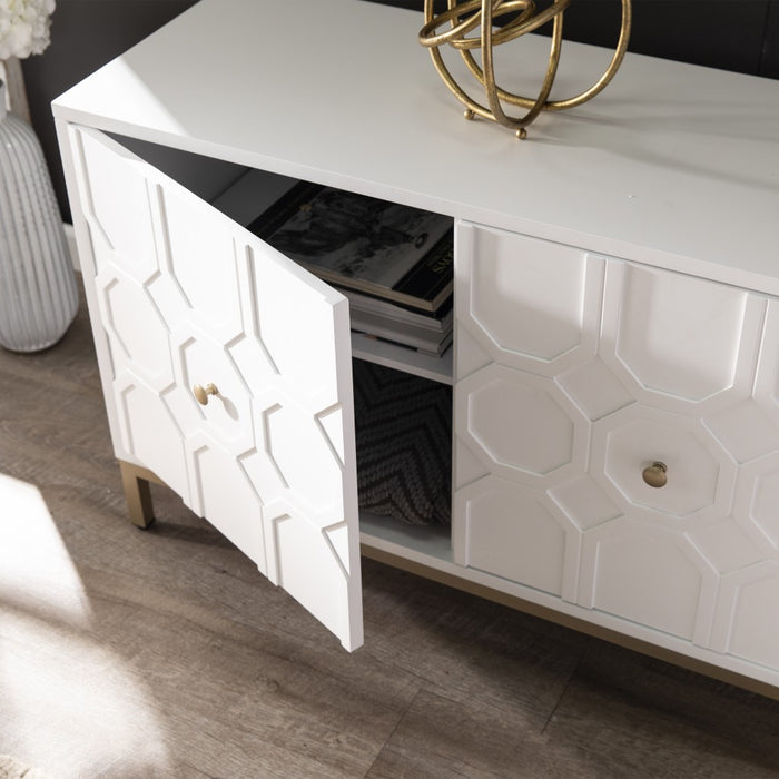 HYGGE CAVE | WHITE AND GOLD MOROCCAN ACCENT CABINET 