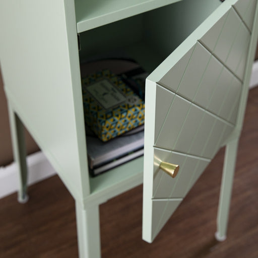 HYGGE CAVE | PALE GREEN CROSSHATCH ACCENT STORAGE CABINET