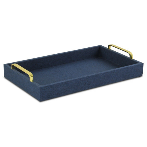 HYGGE CAVE | NAVY BLUE LINEN AND WOODEN TRAY